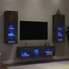 Image de vidaXL Unités Murales TV avec LED 5 pcs, Armoires de Télévision Suspendues, Meubles Télé de Salon, Moderne, Chêne Fumé Bois d'Ingénierie