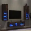 Image de vidaXL Unités Murales TV avec LED 5 pcs, Armoires de Télévision Suspendues, Meubles Télé de Salon, Moderne, Chêne Fumé Bois 3216608