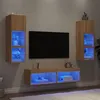Image de vidaXL Unités Murales TV avec LED 6 pcs, Armoires de Télévision Suspendues, Meubles Télé de Salon, Moderne, Chêne Sonoma Bois d'Ingénierie