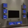 Image de vidaXL Unités murales TV avec LED 8 pcs gris sonoma bois d'ingénierie