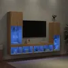 Image de vidaXL Unités murales TV avec LED 4 pcs chêne sonoma bois d'ingénierie 3216656