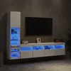 Image de vidaXL Unités Murales TV avec LED 4 pcs, Armoires de Télévision Suspendues, Meubles Télé de Salon, Moderne, Blanc Bois 3216711
