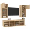 Image de vidaXL Unités Murales TV avec LED 5 pcs, Armoires de Télévision Suspendues, Meubles Télé Flottants, Moderne, Chêne Sonoma Bois d'Ingénierie