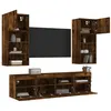 Image de vidaXL 5-delige tv-wandmeubelset met LED bewerkt hout gerookt eiken3216747