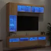 Image de vidaXL Ensemble de Meubles TV Muraux et Lumières LED 7 pcs, Armoires de Télévision Suspendues, Ensemble de Meubles Télé Flottants, Chêne Sonoma