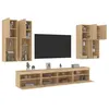 Image de vidaXL Ensemble de Meubles TV Muraux et Lumières LED 7 pcs, Armoires de Télévision Suspendues, Ensemble de Meubles Télé Flottants, Chêne Sonoma