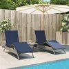 Image de Chaises longues lot de 2 avec table gris résine tressée