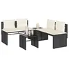 Image de vidaXL Salon de jardin 4 pcs avec coussins noir résine tressée, ensemble de canapés d'extérieur, salon de jardin, ensemble 4003878