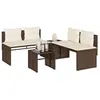 Image de vidaXL Salon de jardin 4 pcs avec coussins marron résine tressée, ensemble de canapés d'extérieur, salon de jardin, ensemble 4003879