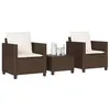 Image de Ensembles de chaises. canapes et tables de jardin Vidaxl resine tressee marron 3 pieces