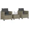 Image de vidaXL Ensemble de bistro 3 pcs avec coussins gris résine tressée, ensemble de bistro de jardin, ensemble de balcon, 4003898