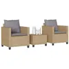 Image de Ensembles de chaises. canapes et tables de jardin Vidaxl resine tressee beige 3 pieces