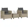 Image de vidaXL 3-delige Bistroset met kussens poly rattan lichtgrijs4003901