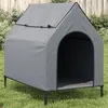 Image de vidaXL Niche pour Chien, Chenil avec Fenêtre, Maison pour Animaux de Compagnie Jardin Terrasse Cour, Gris Clair Tissu Oxford 172591