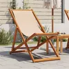 Image de vidaXL Chaise pliable de plage beige bois massif d'eucalyptus et tissu366564