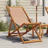 Image de Chaise pliable de plage taupe bois d eucalyptus massif et tissu