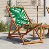 Image de vidaXL Chaise pliable plage motif de feuilles bois d'eucalyptus/tissu, chaise longue, chaise d'extérieur, siège d'extérieur, 366566