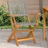 Image de vidaXL Chaises de jardin lot de 2 gris bois massif d'acacia et rotin, siège de jardin, siège d'extérieur, chaise pliable, 367664