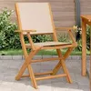 Image de vidaXL Chaises de jardin lot de 2 beige bois d'acacia massif et tissu, siège de jardin, assise extérieure, chaise pliable, 367672