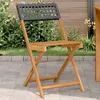 Image de vidaXL Chaises de bistrot lot de 2 noir bois massif d'acacia et rotin, chaise de bistro d'extérieur, chaise pliable, chaise 367675