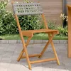 Image de vidaXL Chaises de bistrot lot de 2 gris bois massif d'acacia et rotin, chaise de bistro d'extérieur, chaise pliable, chaise 367676