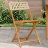 Image de vidaXL Chaises de bistrot lot de 2 beige bois massif d'acacia et rotin, chaise de bistro d'extérieur, chaise pliable, chaise 367677
