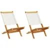 Image de vidaXL Chaises de jardin lot de 2 blanc crème bois acacia massif tissu, siège de jardin, siège d'extérieure, chaise 367690