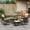 Image de vidaXL Ensemble à manger de jardin et coussins 7 pcs marron rotin, ensemble à manger d'extérieur, meuble à manger de jardin, 369010