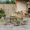 Image de vidaXL Ensemble à manger de jardin et coussins 7 pcs gris clair rotin, ensemble à manger d'extérieur, meuble à manger de 369014
