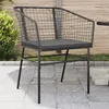 Image de vidaXL Chaises de jardin lot de 2 avec coussins noir résine tressée, siège de jardin, chaise de patio, chaise à manger de 369100