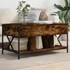 Image de vidaXL Table Basse, Bout de Canapé avec Pieds Réglables, Table d'Appoint avec Rangement Salon Intérieur, Moderne, Chêne Fumé Bois d'Ingénierie et Métal