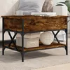 Image de vidaXL Table Basse, Bout de Canapé avec Pieds Réglables, Table d'Appoint avec Rangement Salon Intérieur, Moderne, Chêne Fumé Bois d'Ingénierie et Métal