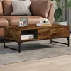 Image de Table basse chêne fumé 100x50x35 cm bois d ingénierie et métal