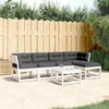 Image de vidaXL Salon de Jardin avec Coussins 5 pcs, Sièges de Patio, Ensemble de Meubles, Mobilier de Terrasse Extérieur, Blanc Bois 3217006