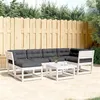Image de vidaXL Salon de Jardin avec Coussins 6 pcs, Sièges de Patio, Ensemble de Meubles, Mobilier de Terrasse Extérieur, Blanc Bois 3217041