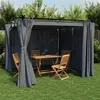 Image de vidaXL Prieel met gordijnen 3x3 m staal antracietkleurig4003918