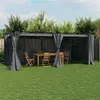 Image de vidaXL Prieel met gordijnen 6x3 m staal antracietkleurig4003921