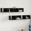 Image de vidaXL Armoires Murales 2 pcs, Étagères Suspendues avec Rangement, Meubles Flottants de Salon Salle de Séjour, Moderne, Noir 840446