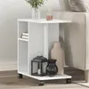 Image de vidaXL Table d'appoint avec roues blanc 50x30x55 cm bois d'ingénierie, bout de canapé, table de canapé, table de salon, 840569