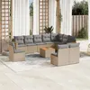 Image de Salon de jardin modulable VIDAXL rotin beige 11 pieces x 61.5 x 69 10 personnes