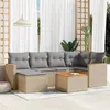 Image de Salon de jardin modulable vidaxl rotin 6 personnes 7 pieces
