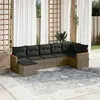 Image de Salon de jardin modulable Vidaxl resine tressee gris 7 pieces x 61.5 x 69 7 personnes
