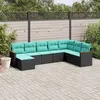 Image de Salon de jardin modulable GENERIQUE noir resine tressee 8 pieces 62 x 62 x 69 cm