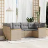 Image de Salon de jardin modulable VIDAXL resine tressee beige 6 pieces x 61.5 x 69 6 personnes
