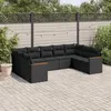 Image de vidaXL Salon de Jardin avec Coussins 9 pcs, Canapés de Terrasse, Ensemble de Meubles de Patio, Mobilier d'Extérieur, Noir 3226272