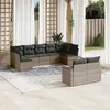 Image de vidaXL Salon de Jardin avec Coussins 9 pcs, Canapés de Terrasse, Ensemble de Meubles de Patio, Mobilier d'Extérieur, Gris 3226291