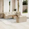 Image de Salon de jardin modulable vidaxl resine tressee beige 9 personnes 62 x 62 x 69 cm 10 pieces