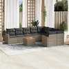 Image de vidaXL Salon de Jardin avec Coussins 10 pcs, Canapés de Terrasse, Ensemble de Meubles de Patio, Mobilier d'Extérieur, Gris 3226312