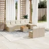 Image de Salon de jardin modulable vidaxl rotin beige 10 pieces 62 x 62 x 69 cm 9 personnes