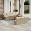 Image de Salon de jardin modulable vidaxl 11 pieces 2 personnes resine tressee 62 x 62 x 69 cm beige